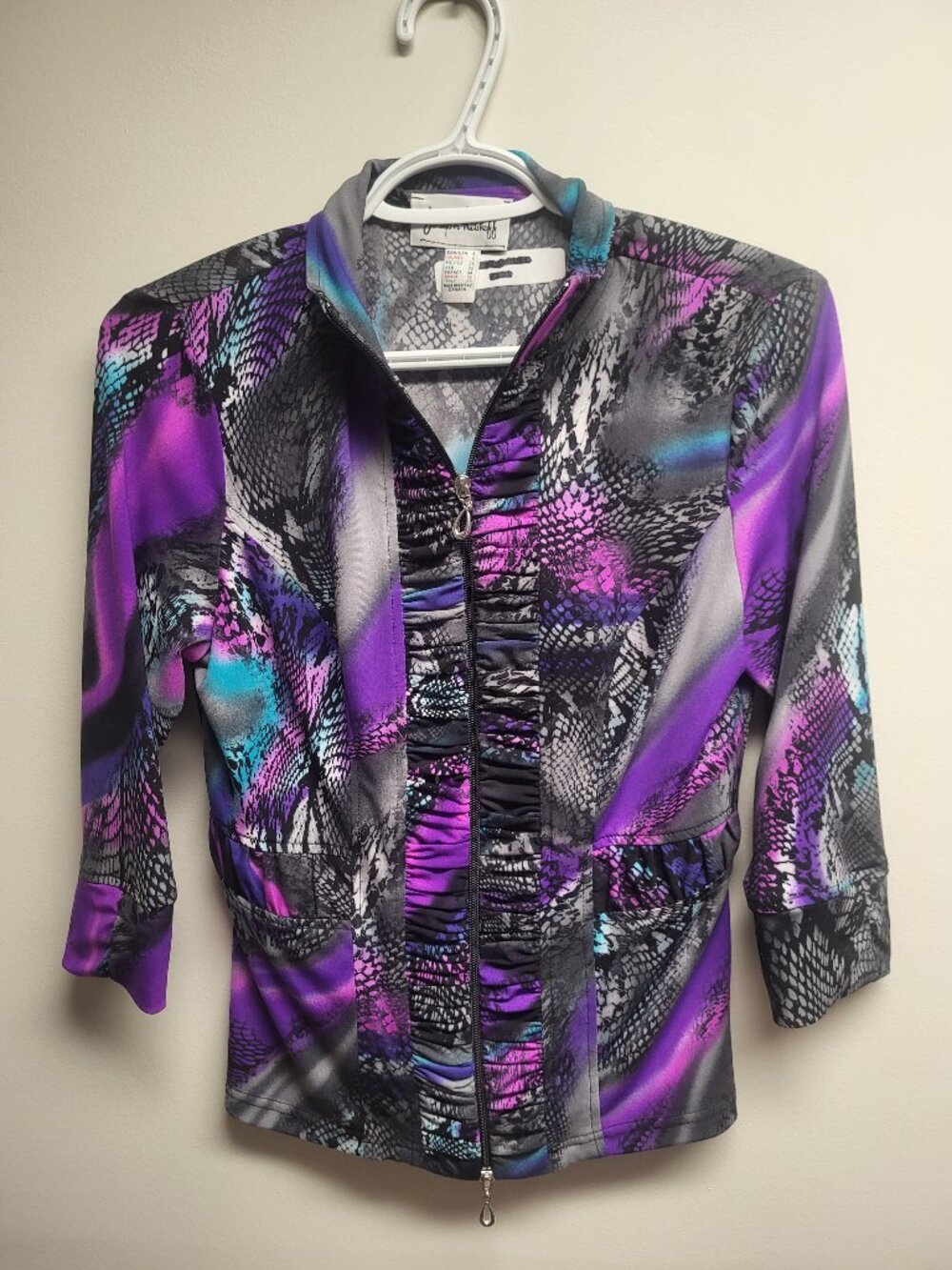 Joseph Ribkoff Abstract Snake Print Zip Jacket Size 4 Made in Canada